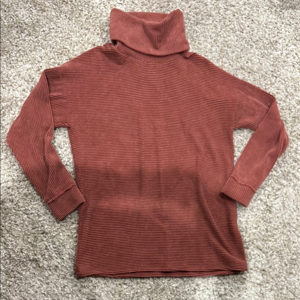 Brown Cowl Neck Sweater with Soft Knit Texture